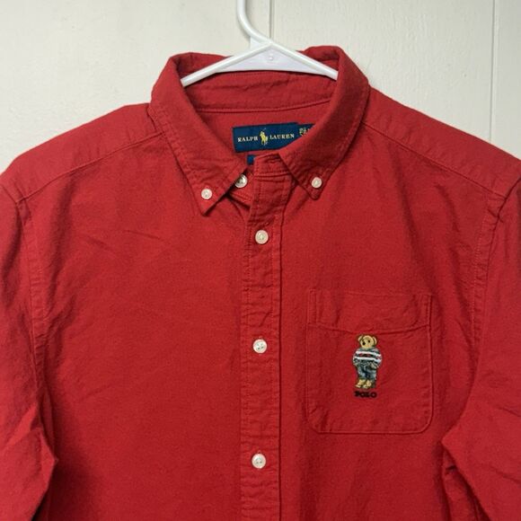 Polo Ralph Lauren Bear Logo Oxford Shirt Button Down Performance Kids XL Men S - Picture 3 of 12